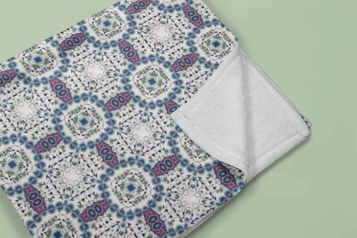 mockup of a folded throw blanket in a colored surface 24670 6