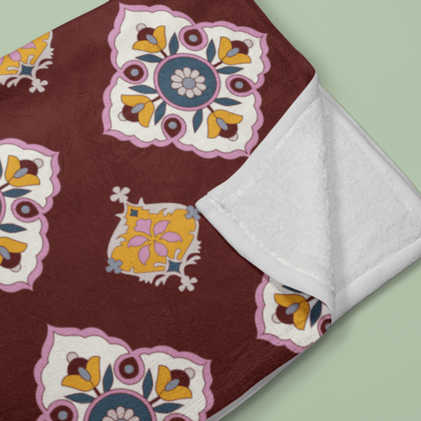 mockup of a folded throw blanket in a colored surface 24670 7
