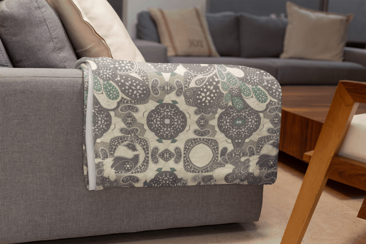 mockup of a throw blanket in a living room setting 24697 17