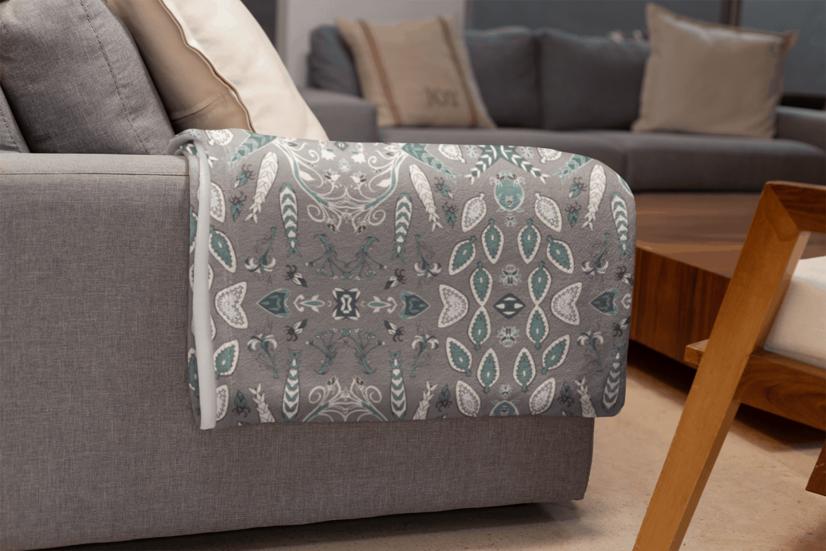 mockup of a throw blanket in a living room setting 24697 30