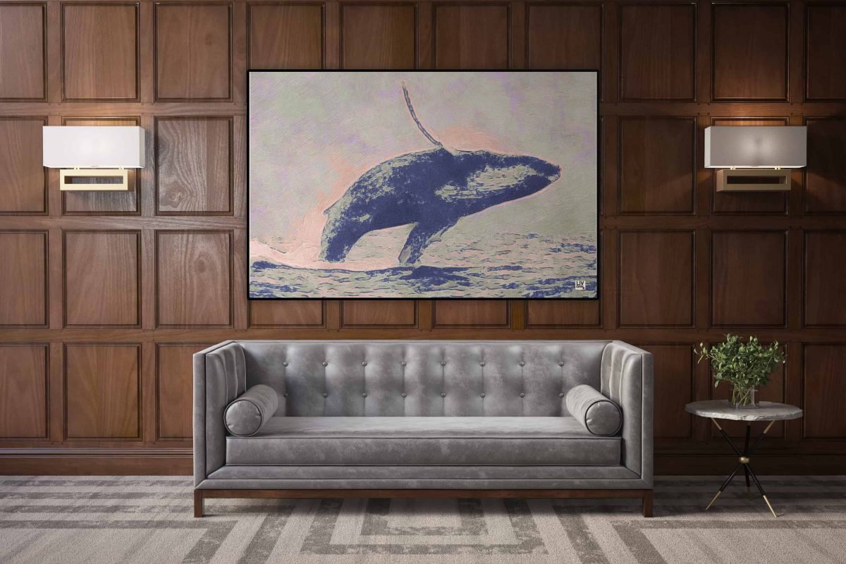 Liv Grn Blue Whale on Peach