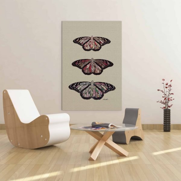 Rustic Butterflies on White Canvas Modern Wood