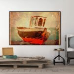 Vintage Boat Red and Orange