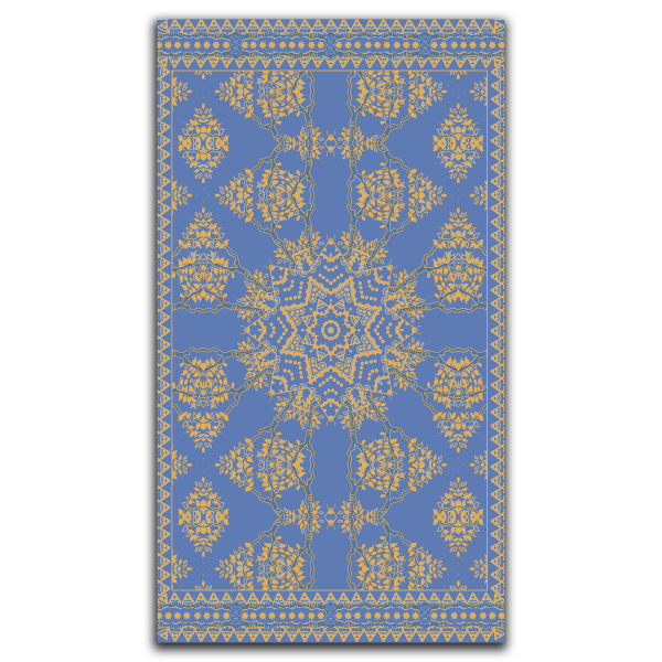 Wire Frame Floral Blue and Gold Rug
