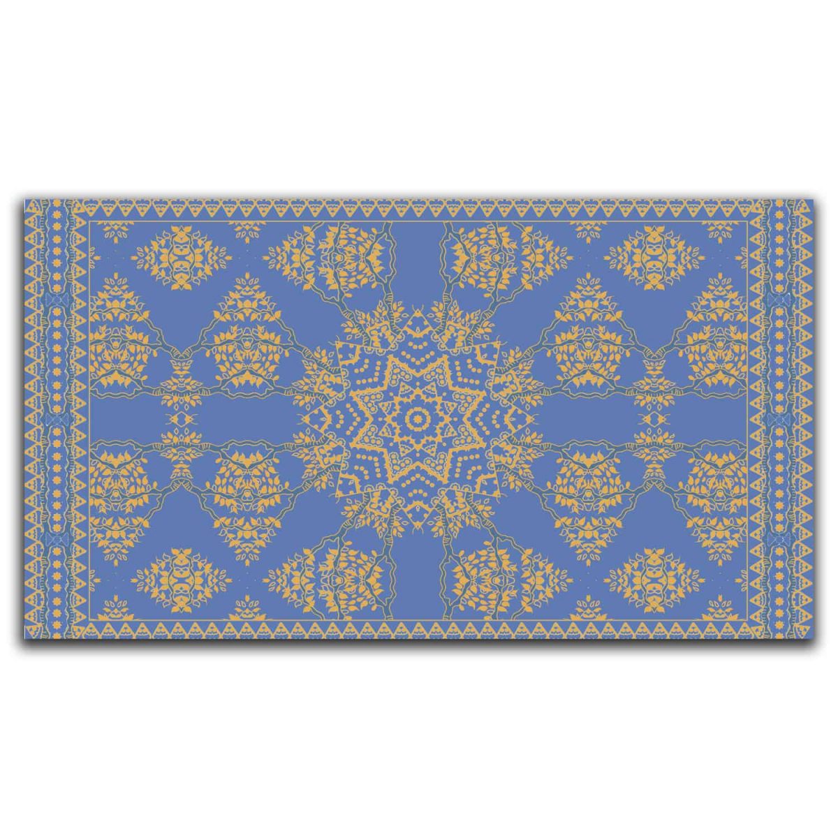 Wire Frame Floral Blue and Gold RugSquare