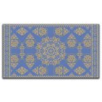 Wire Frame Floral Blue and Gold RugSquare