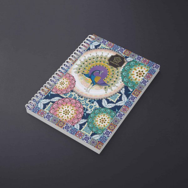 Peacock And Circles Notebook Angle 1