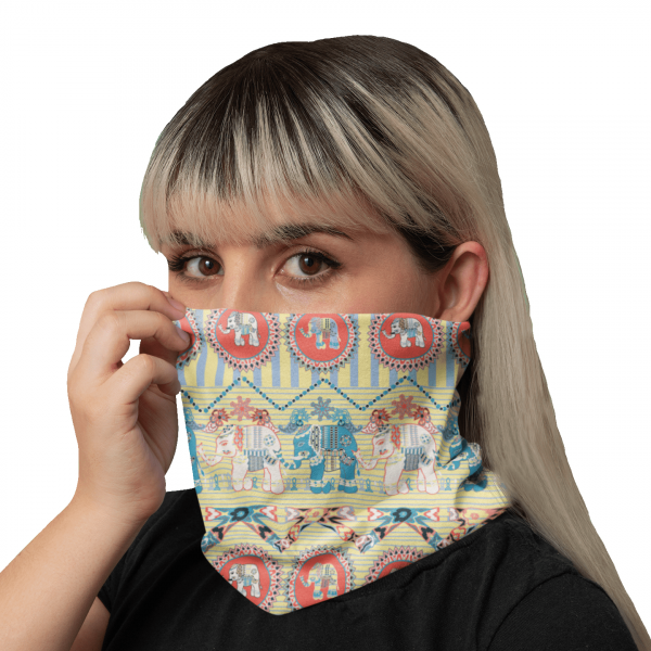neck gaiter mockup featuring a woman in a studio 36076 1