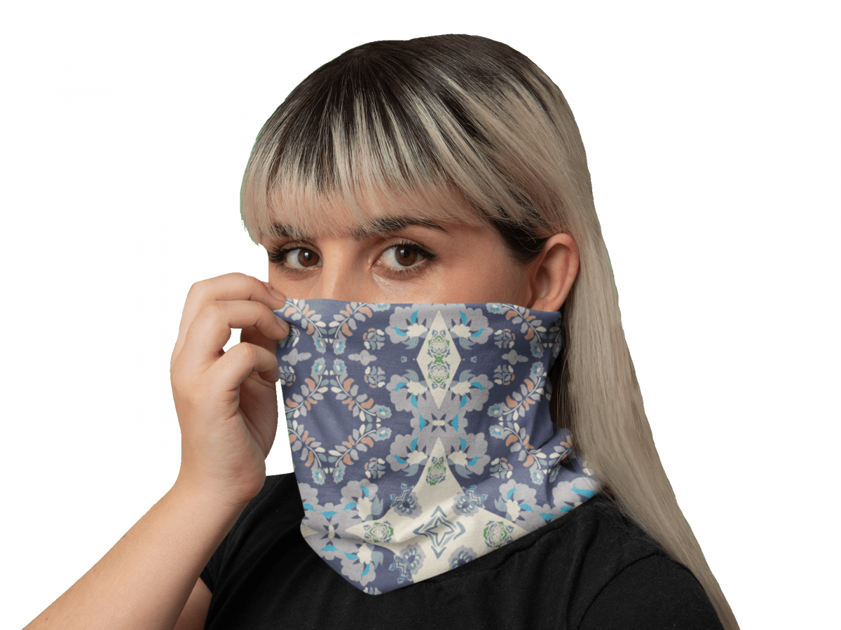 neck gaiter mockup featuring a woman in a studio 36076 4