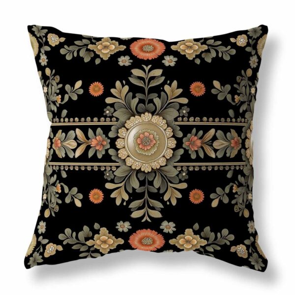 Ornate Mughal Flora Throw Pillow
